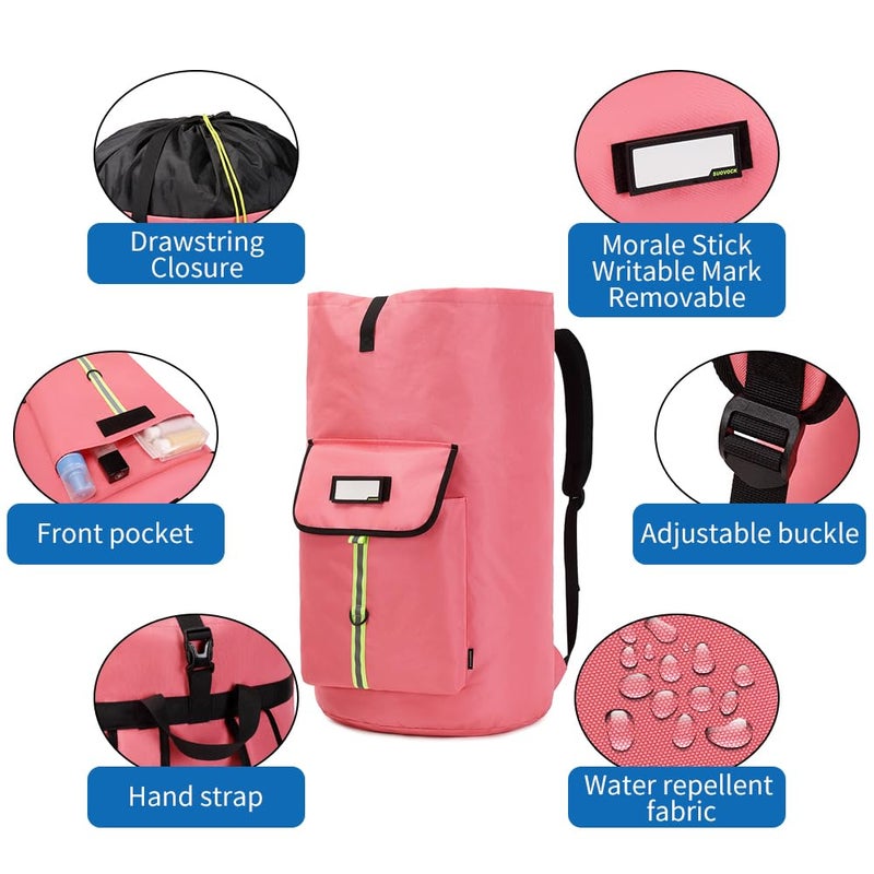 SUOVOCK laundry bag backpack,extra-large heavy duty laundry bags,laundry backpack for college students,drawstring closure (bright red Laundry Backpack) - Image 3