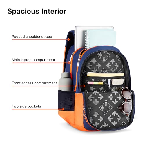 Nasher Miles Kinetics 3 Compartment Laptop Backpack 45 Liters Polyester with Raincover| Front Organiser Ideal for College, School Bags for Boys & Girls (Light Blue) - Image 3