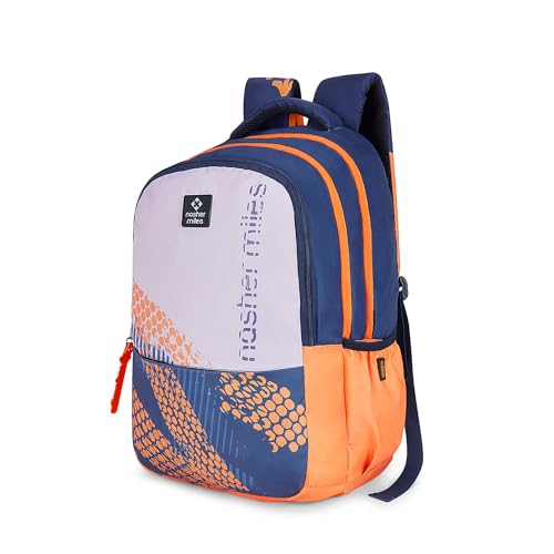 Nasher Miles Kinetics 3 Compartment Laptop Backpack 45 Liters Polyester with Raincover| Front Organiser Ideal for College, School Bags for Boys & Girls (Light Blue) - Image 1