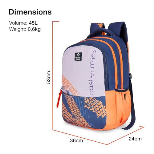 Nasher Miles Kinetics 3 Compartment Laptop Backpack 45 Liters Polyester with Raincover| Front Organiser Ideal for College, School Bags for Boys & Girls (Light Blue) - Image 5
