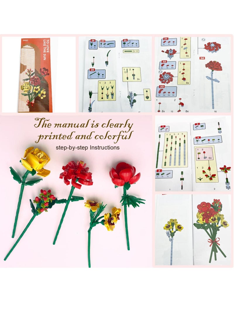 SYOSI Flower Bouquet Building Block Set Artificial Flowers Building Toy Set for Gifts/Home Decor Botanical Collection Not Compatible with Lego  - Image 2
