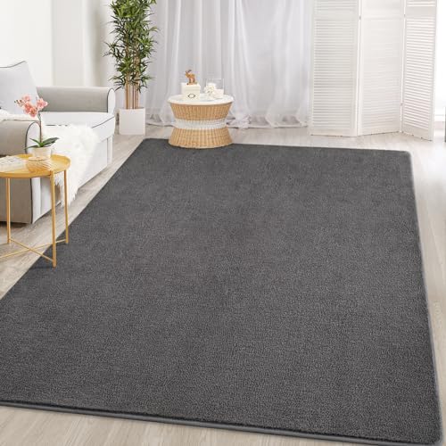 Gifeas Large Ultra Soft Modern Area Rugs for Living Room Bedroom, 6x9 Feet Dark Grey Thickened Memory Foam Indoor Solid Minimalist Carpets, Non-Slip Comfy Rug for Boys Girls Nursery Room Home Decor - Image 4