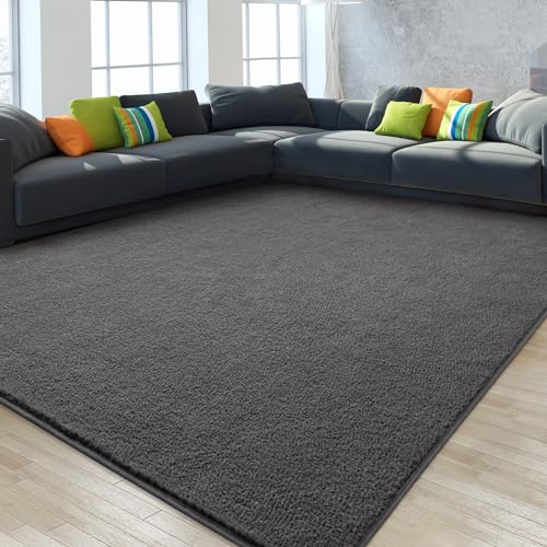 Gifeas Large Ultra Soft Modern Area Rugs for Living Room Bedroom, 6x9 Feet Dark Grey Thickened Memory Foam Indoor Solid Minimalist Carpets, Non-Slip Comfy Rug for Boys Girls Nursery Room Home Decor - Image 2
