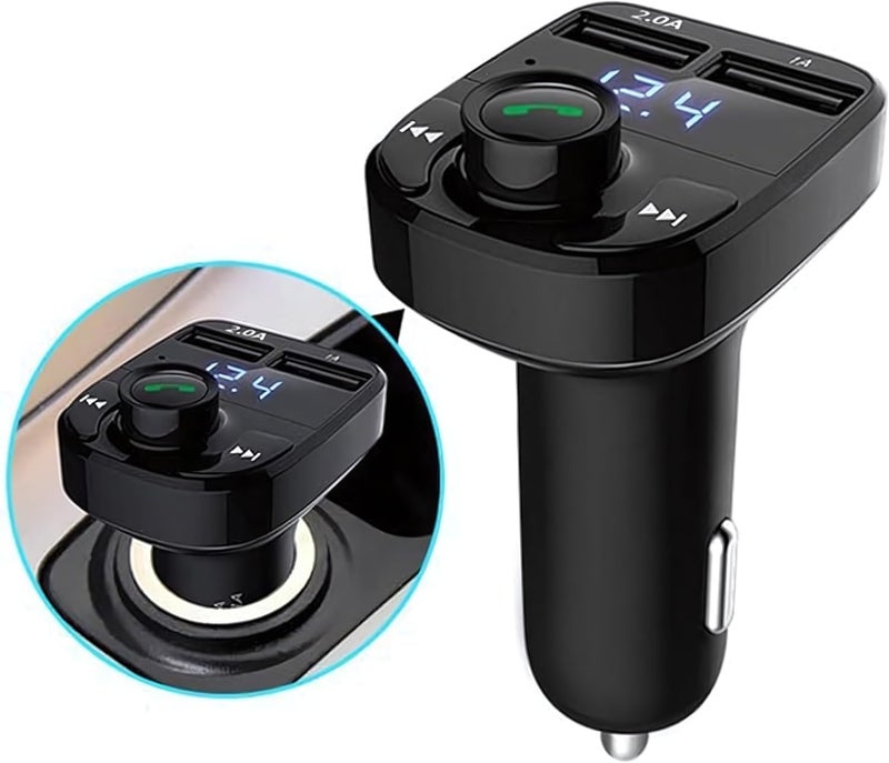 Handsfree Call Car Charger, Wireless Bluetooth FM Transmitter Radio Receiver,Mp3 Audio Music Stereo Adapter, Dual USB Port Charger Compatible for All Smartphones, Samsung Google, etc. - Image 3