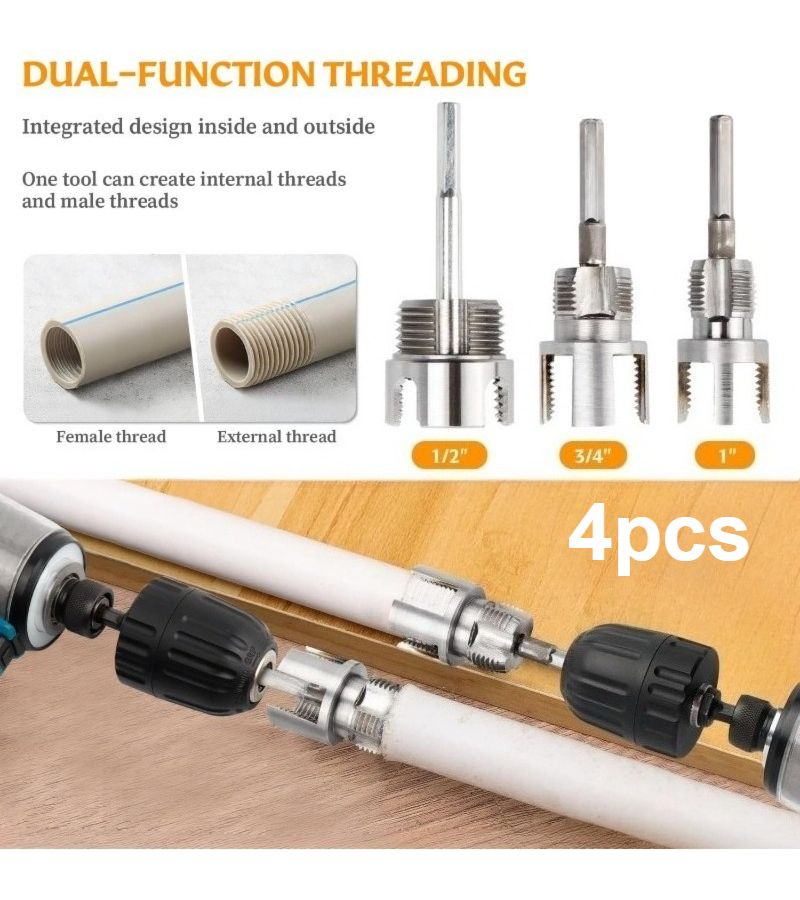 مجموعة أدوات تثقيب الأنابيب الثقيلة المكونة من 4 قطع لمواسير البلاستيك بقطر 1 و2 و3 و4 و1 بوصة - Image 3