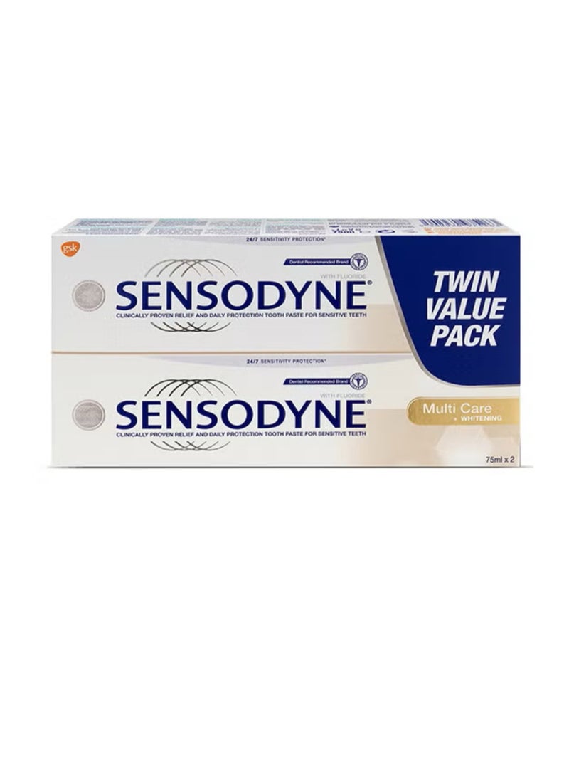 Sensodyne Multi Care Whitening Toothpaste For Sensitive Teeth 75ml Pack of 2 