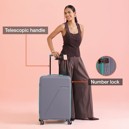 Nasher Miles Montreal Hard-Sided Polypropylene Check-in Luggage 24 inch | 65cm | 8 Wheels Medium Trolley Bag for Travel | Suitcase (Grey) - Image 3