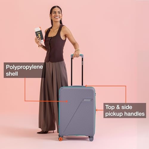 Nasher Miles Montreal Hard-Sided Polypropylene Check-in Luggage 24 inch | 65cm | 8 Wheels Medium Trolley Bag for Travel | Suitcase (Grey) - Image 2