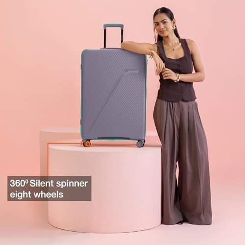 Nasher Miles Montreal Hard-Sided Polypropylene Check-in Luggage 24 inch | 65cm | 8 Wheels Medium Trolley Bag for Travel | Suitcase (Grey) - Image 4