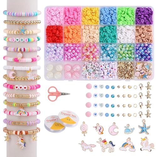 yifely Unicorn Bracelet Making Kit for Girls, Jewellery Making Kit for Kids DIY Bead Set Making, Toys for Girls Age 6-12 Years Old Multicolor (New Unicorn) - Image 1