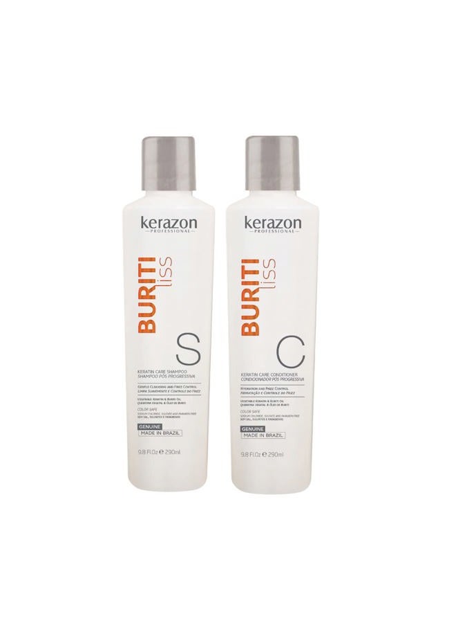 Kerazon Professional Sulfate Free Anti Frizz Color Safe Keratin Care Shampoo & Conditioner DUAL pack. Imported. - Image 1