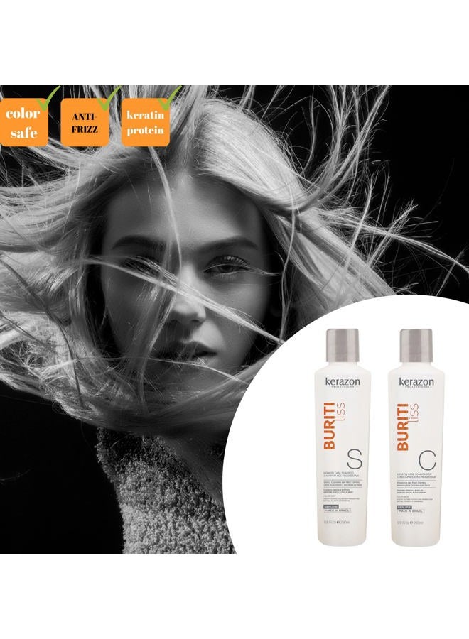 Kerazon Professional Sulfate Free Anti Frizz Color Safe Keratin Care Shampoo & Conditioner DUAL pack. Imported. - Image 2