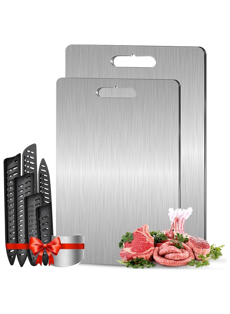 آركشاين لوح تقطيع ArcShine مصنوع من التيتانيوم النقي 100% | لوح تقطيع مزدوج الجهة غير قابل للانزلاق مع واقٍ للسكاكين والأصابع | لوح متين وصحي لتحضير الطعام في أي مطبخ (34×23 سم) - Image 1