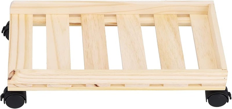 Wooden CPU Stand With 4 Rollers Mobile Computer Host Bracket Hollow Heat Dissipation Rack - Image 5