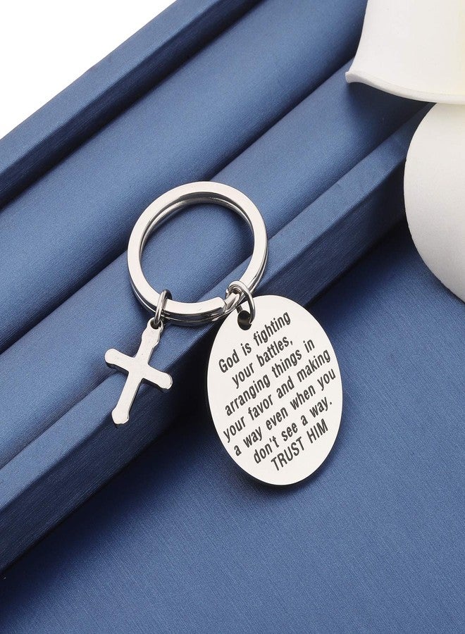 MYOSPARK Bible Study Gift God Is Fighting Your Battles Trust Him Religious Keychain Encouragement Gift for Bereaved (God Is Fighting Your Battles) - Image 5
