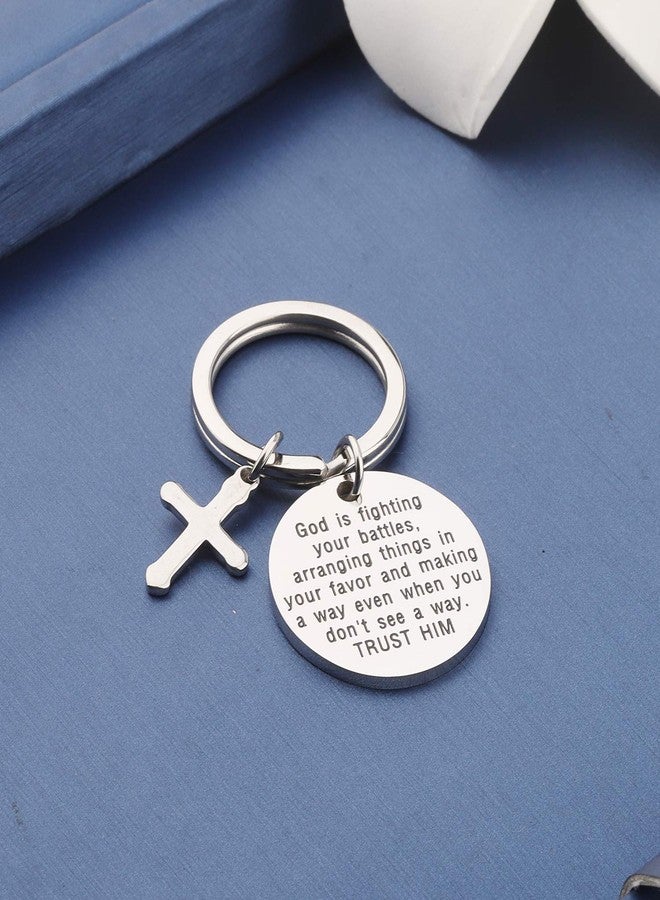 MYOSPARK Bible Study Gift God Is Fighting Your Battles Trust Him Religious Keychain Encouragement Gift for Bereaved (God Is Fighting Your Battles) - Image 4