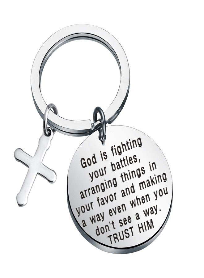 MYOSPARK Bible Study Gift God Is Fighting Your Battles Trust Him Religious Keychain Encouragement Gift for Bereaved (God Is Fighting Your Battles) - Image 1
