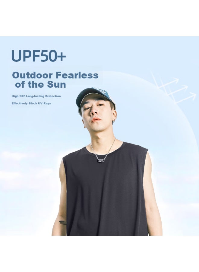 Geniolamode Men's Summer Ice Silk Cool Feeling Quick-drying Breathable Sports Vest Sleeveless Sweatshirt Dark Gray XL