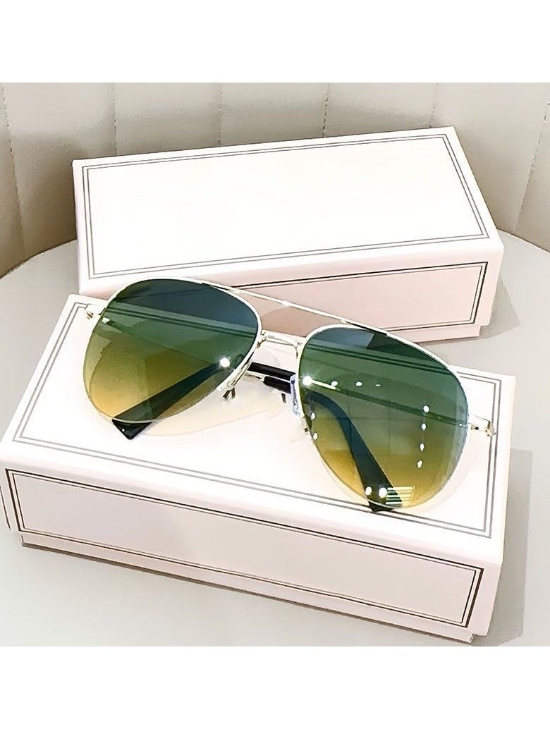 General Super cool men and women's high-end driving sunglasses, aviator sunglasses for driving, large frame frog mirror, big face sun glasses  - Image 1