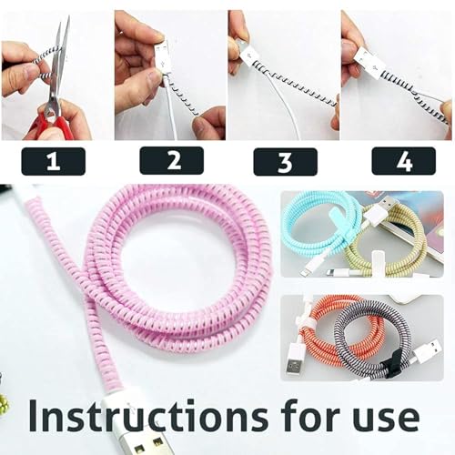 NOTYEX Ultimate Spiral Chargers Cable Protector Protective Sleeve Cover, Headphone Saver for Mobile Phone, iPhone and Android Charging Cables (Shine 2 PEC) - Image 4
