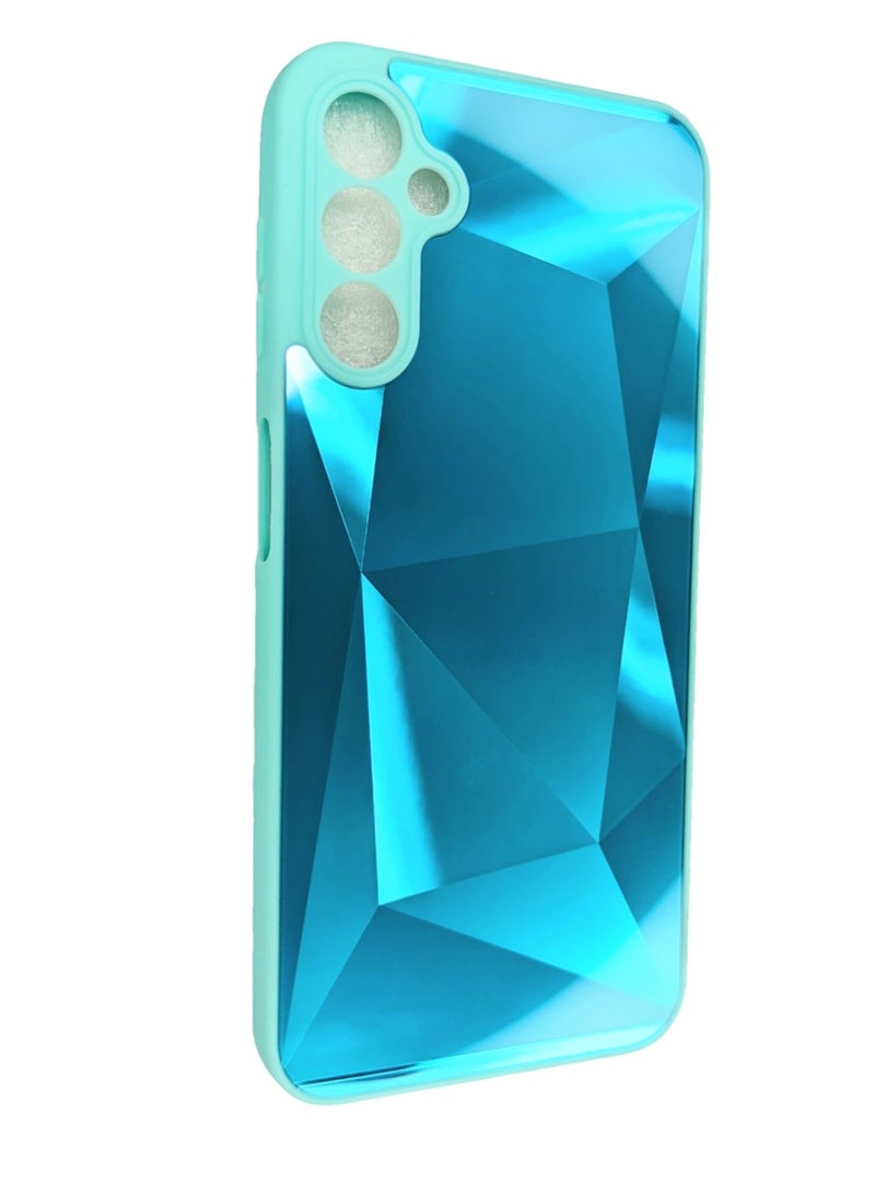 هيكسابيكس جراب Samsung A14 ، جراب هاتف واقٍ واقٍ من الماس بلينغ عاكس لهاتف Samsung A14 أزرق ياقوتي - Image 1