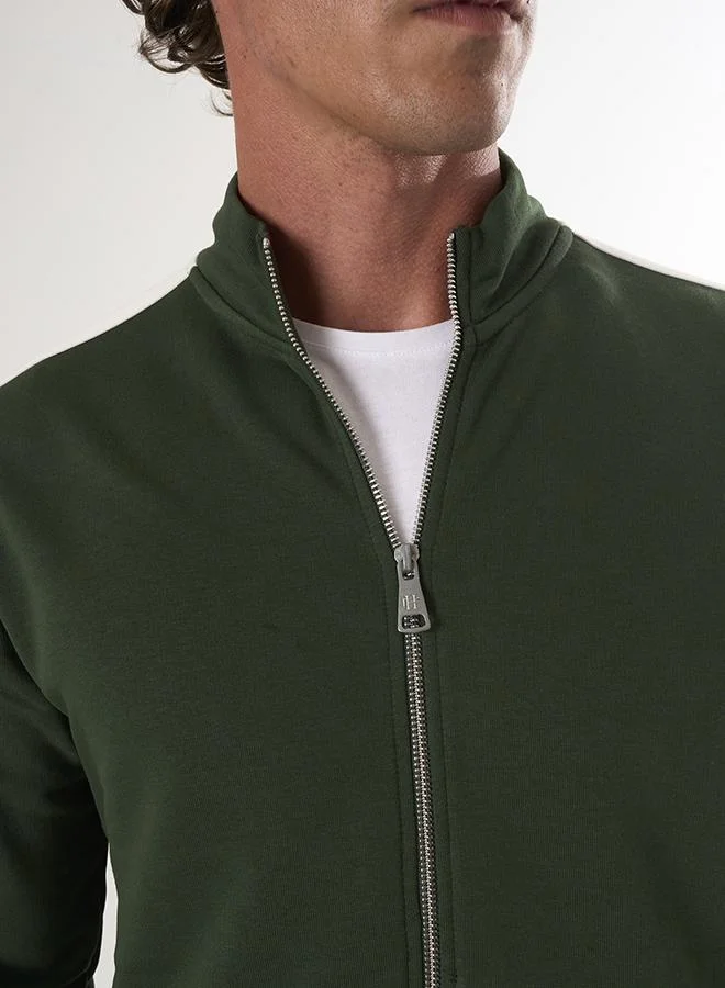 FELIX HARDY Green High collar full zip Sweatshirt for Men | Best Price UAE