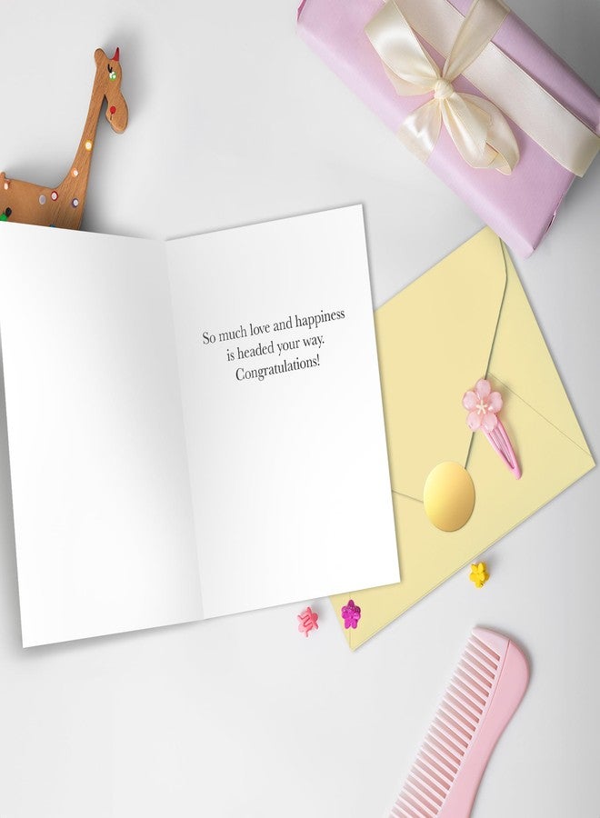 Sweetzer & Orange Baby Shower Card with Gold Foil - Gender Neutral Baby Shower Greeting for Boy or Girl - 5”x7” Congratulations Card with Envelope & Gold Sticker - 300gsm Cardstock - Image 5
