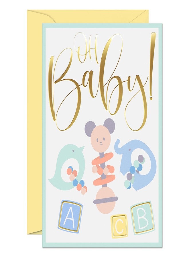 Sweetzer & Orange Baby Shower Card with Gold Foil - Gender Neutral Baby Shower Greeting for Boy or Girl - 5”x7” Congratulations Card with Envelope & Gold Sticker - 300gsm Cardstock - Image 1