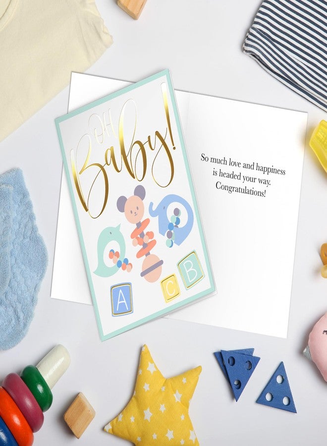 Sweetzer & Orange Baby Shower Card with Gold Foil - Gender Neutral Baby Shower Greeting for Boy or Girl - 5”x7” Congratulations Card with Envelope & Gold Sticker - 300gsm Cardstock - Image 3
