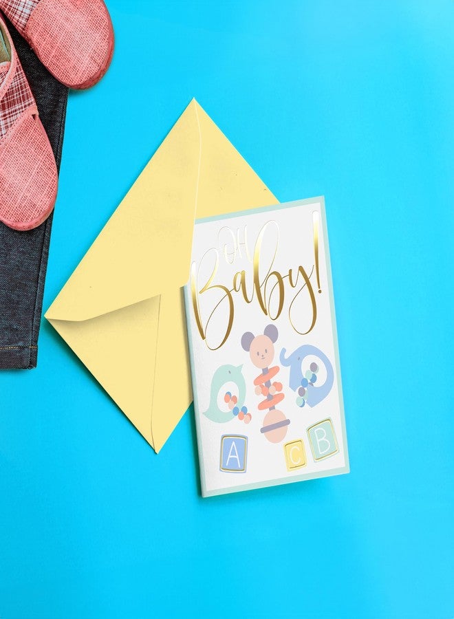 Sweetzer & Orange Baby Shower Card with Gold Foil - Gender Neutral Baby Shower Greeting for Boy or Girl - 5”x7” Congratulations Card with Envelope & Gold Sticker - 300gsm Cardstock - Image 4