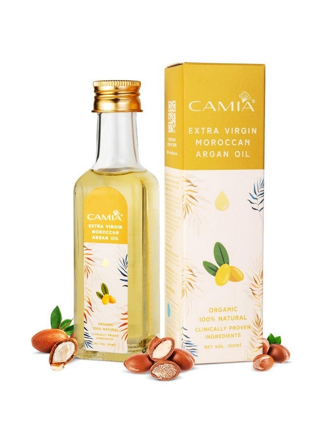 CAMIA كاميا - زيت الأركان المغربي العضوي للبشرة والشعر | زيت بكر ممتاز معصور على البارد، 100% طبيعي | زيت الأركان يحسن مرونة البشرة والشعر ويوفر ترطيباً مكثفاً | زجاجة 100 مل - Image 1