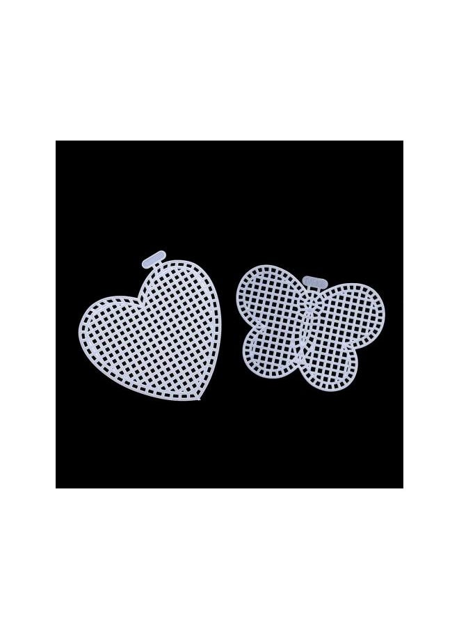 WYBOT - 50 Pcs Clear Plastic Mesh Canvas Plastic Sheets Needlepoint Embroidery Canvas for Cross Stitch Art Craft Heart Square Pentagram Round Butterfly - Image 1