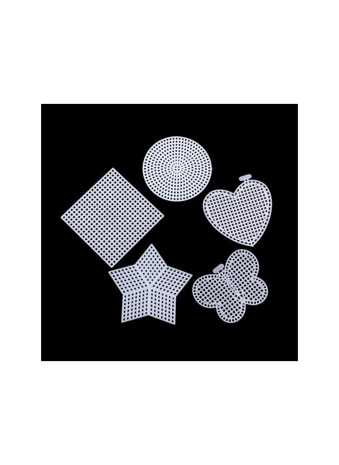 WYBOT - 50 Pcs Clear Plastic Mesh Canvas Plastic Sheets Needlepoint Embroidery Canvas for Cross Stitch Art Craft Heart Square Pentagram Round Butterfly - Image 1