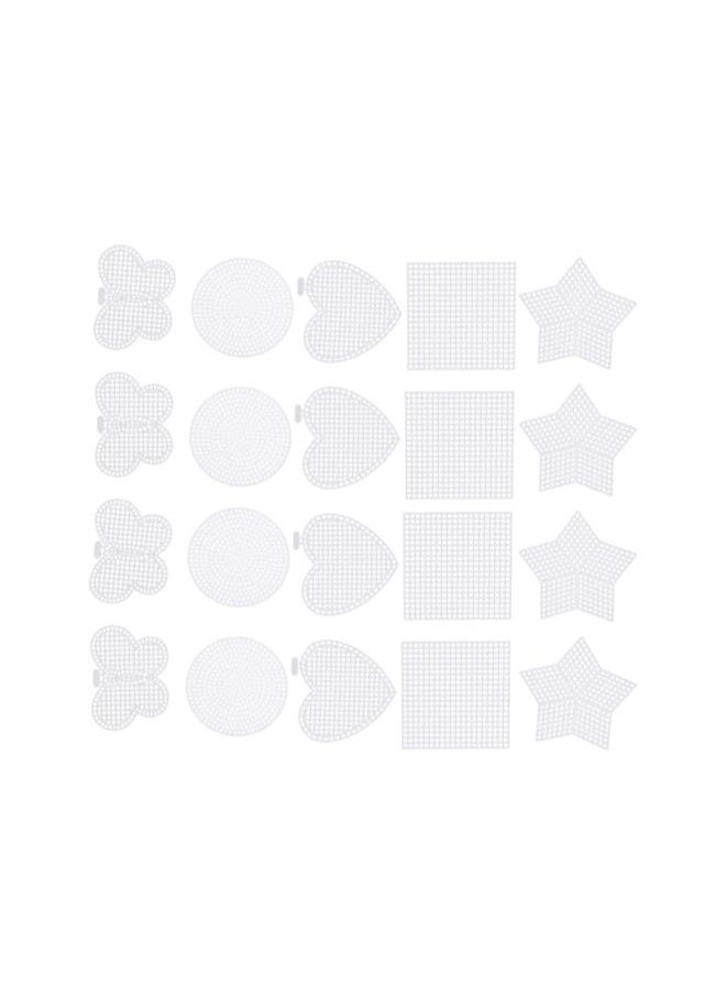 WYBOT - 50 Pcs Clear Plastic Mesh Canvas Plastic Sheets Needlepoint Embroidery Canvas for Cross Stitch Art Craft Heart Square Pentagram Round Butterfly - Image 1