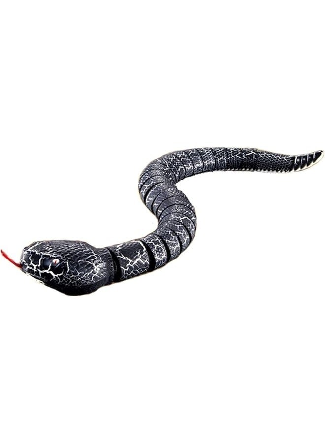 لعبة ثعبان واقعية تعمل بجهاز تحكم عن بعد بالأشعة تحت الحمراء، لعبة أفعى خشخشة قابلة لإعادة الشحن للأطفال باللون الأسود - Image 1