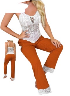 Ward Women's 2-Piece Pajama Set with Lace Top and Pants 