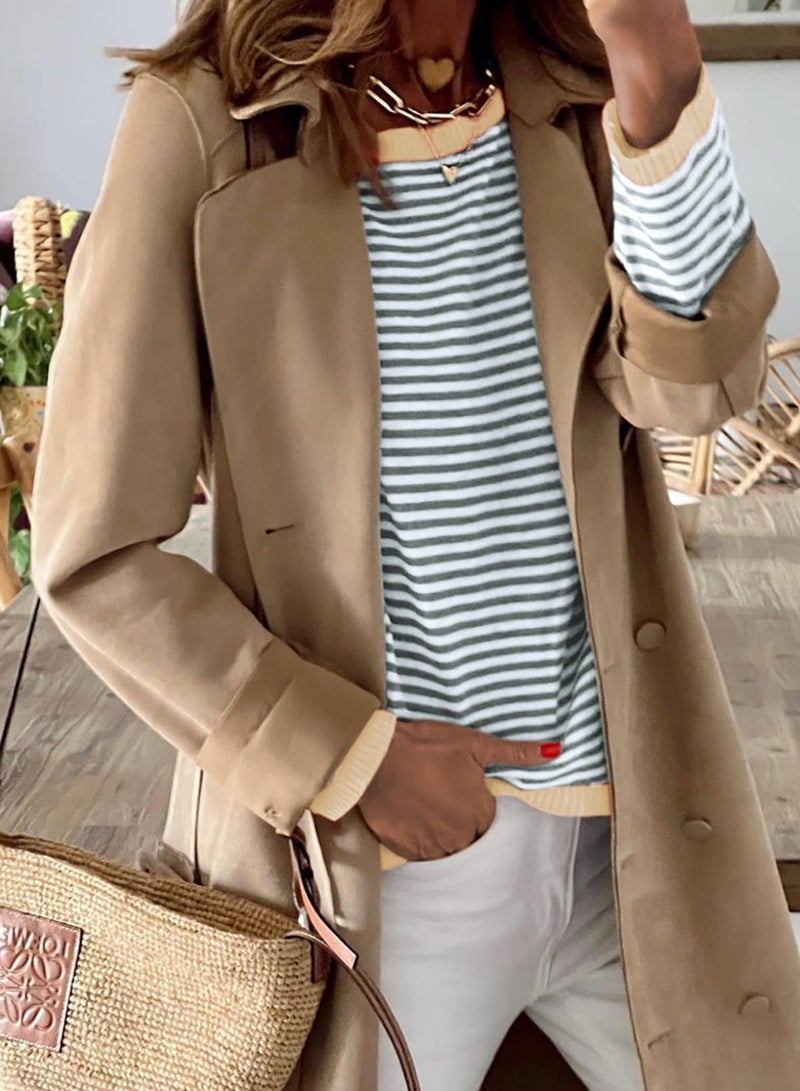 Dokotoo Womens Clothing Color Block Pullover Sweaters 2025 Early Fall Fashion Crew Neck Long Sleeve Jumper Tops Casual Striped Crop Sweater Shirt Old Money Clothes Teacher Outfits Dark Gray Large - Image 2