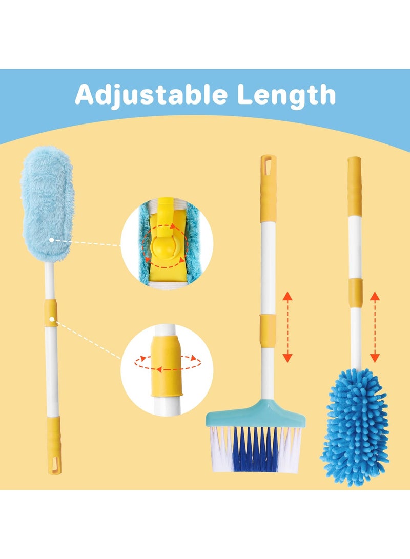 XiuWoo Kids Cleaning Set 12 PCS Pretend Play Detachable Housekeeping Cart with Broom,Dust Pan,Spray Bottle Children House Cleaning Tools Toys,Kids Broom and Mop Set for Ages 3-6,Green  - Image 4