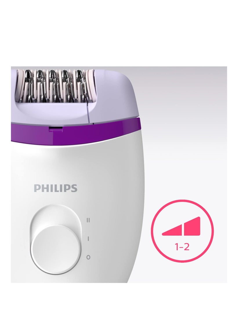 Philips Satinelle Essential Corded Compact Epilator BRE255/00, 2 Years Warranty White/Pink WHITE PURPLE - Image 3