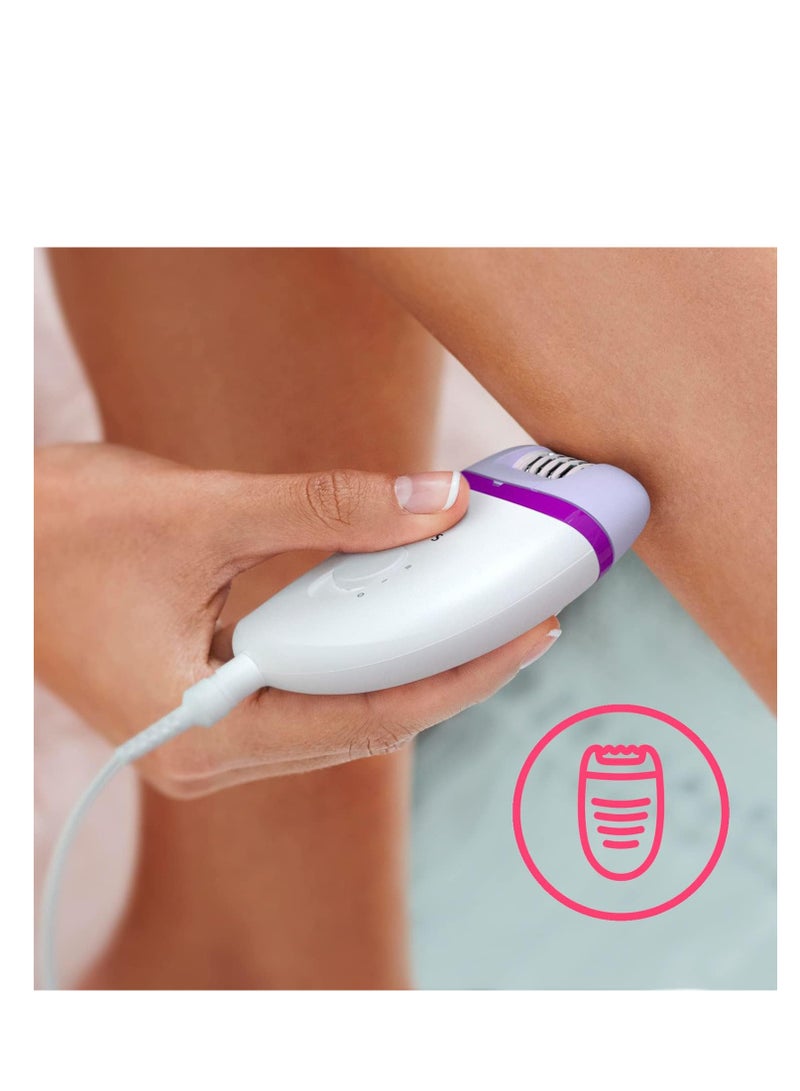 Philips Satinelle Essential Corded Compact Epilator BRE255/00, 2 Years Warranty White/Pink WHITE PURPLE - Image 2