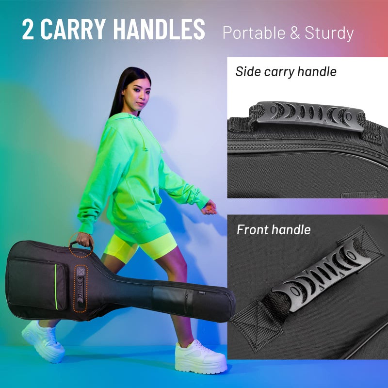 CAHAYA Bass Guitar Bag Gig Bag 0.3in Padding Black Padded Backpack Soft Electric Bass Case Green CY0292 - Image 4