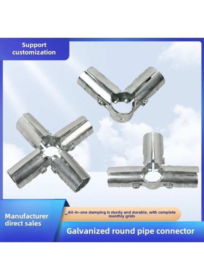Generic - 25 Round Pipe Connector Galvanized Pipe Clamp Steel Pipe Iron Pipe Connector Six Branch Fixed Buckle Accessories Assembly Fixture-Specification Model:M4-A (five-way) - Image 1