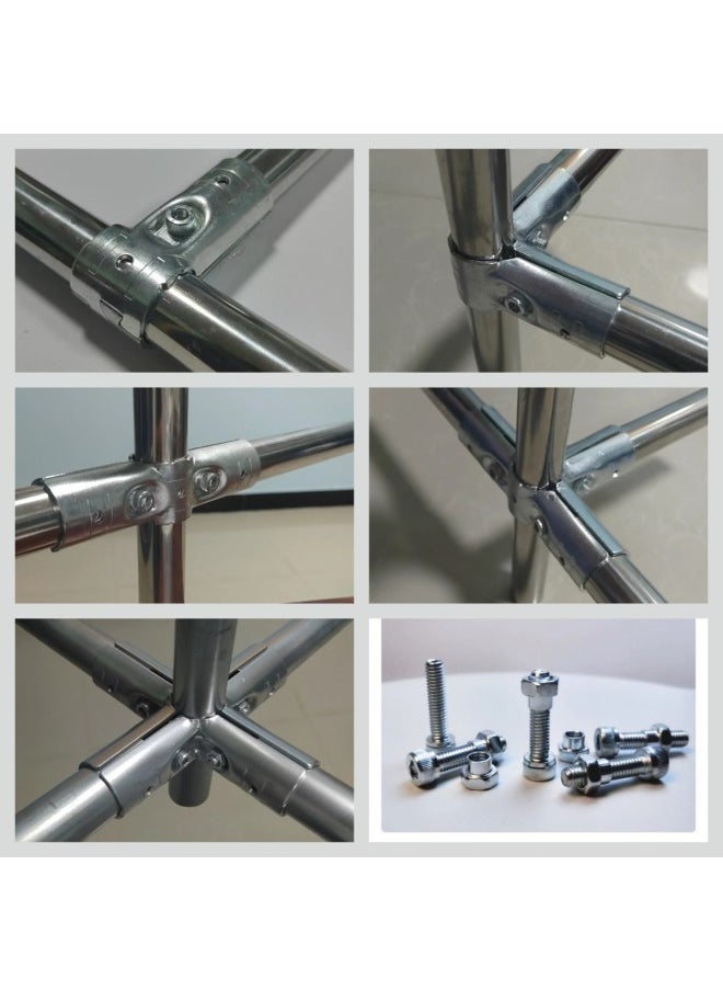 Generic - 25 Round Pipe Connector Galvanized Pipe Clamp Steel Pipe Iron Pipe Connector Six Branch Fixed Buckle Accessories Assembly Fixture-Specification Model:M4-A (five-way) - Image 1