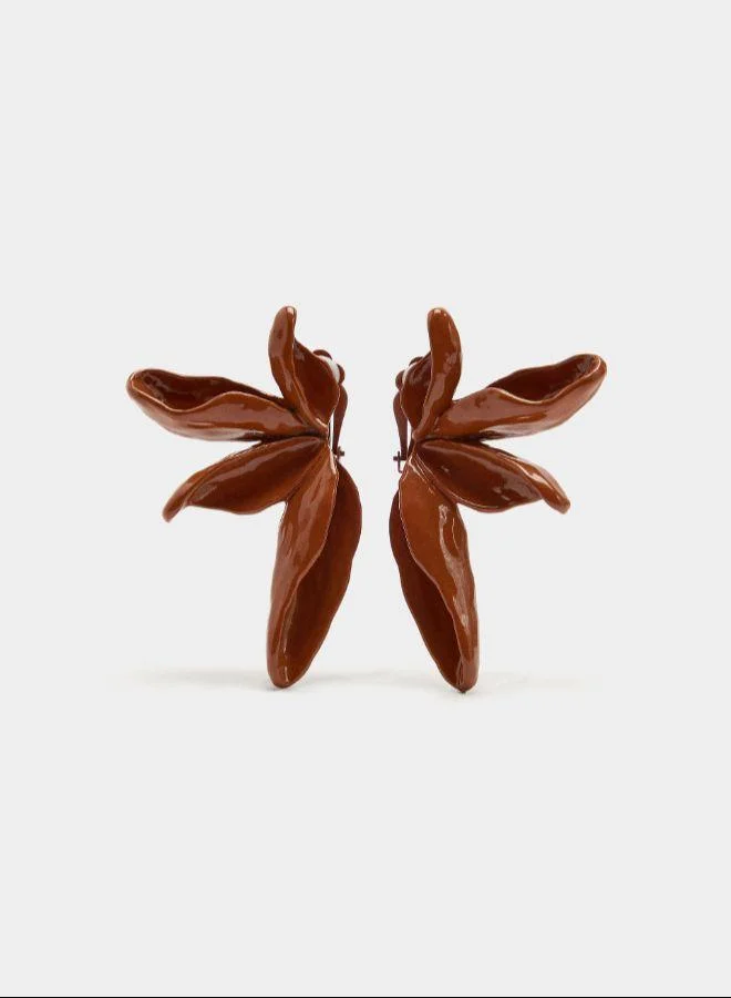 بارفوا أقراط نصف زهرة مع ألوان متعددة الأبعاد منقوشة