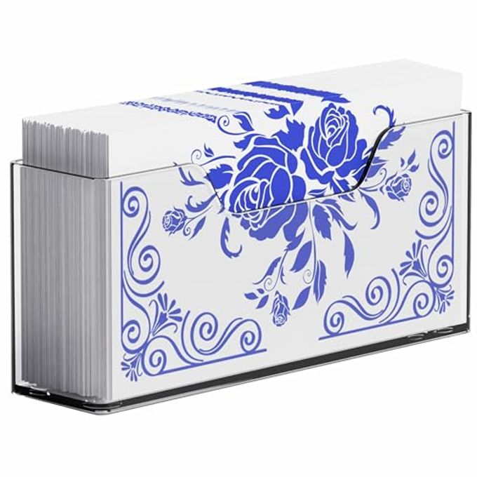 Yieach Acrylic Bathroom Napkin Holder - 9 Inch Long Vertical Guest Towel Holder Tray for Disposable Hand Towel,Clear Lucite Bathroom Napkins Guest Disposable Dispenser for Home,Hotel,Office, Pack of 1