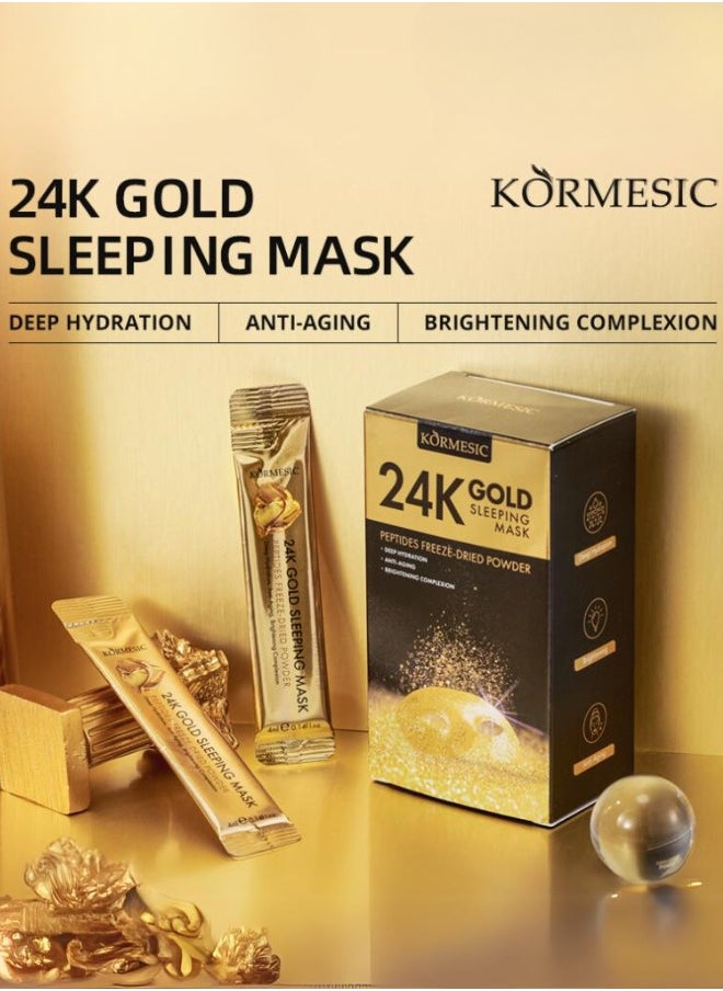 Kormesic 20Pcs of Sleeping Mask 24K Gold Night Firming Mask Whitening Mask Facial Care Moisturizing Brightening Anti-aging  - Image 1