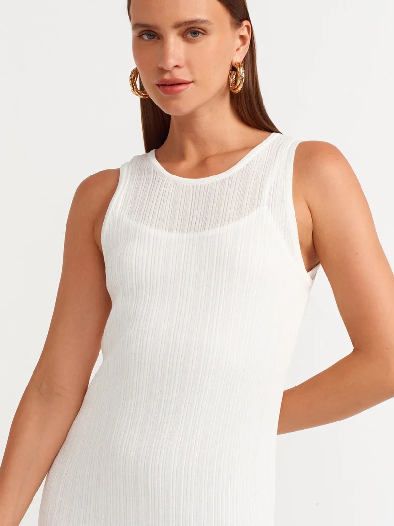 Dilvin Ribbed Tank Midi Dress