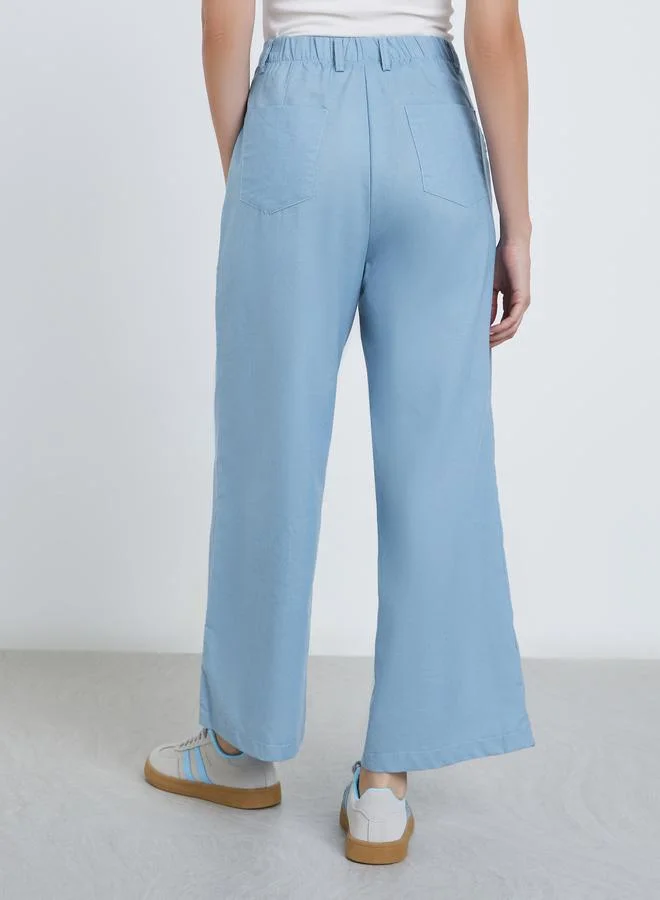 Styli Light Blue Styli Women High Rise Wide Leg Jeans for Women | Best Price UAE