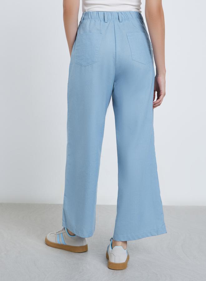 ستايلي بنطال جينز بخصر عالي وقصة أرجل واسعة - Image 4