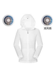 Thoraya Outdoor Waterproof Air Conditioning Fan Cooling Clothes UV Protection Jacket Women (White XXL)  - Image 1